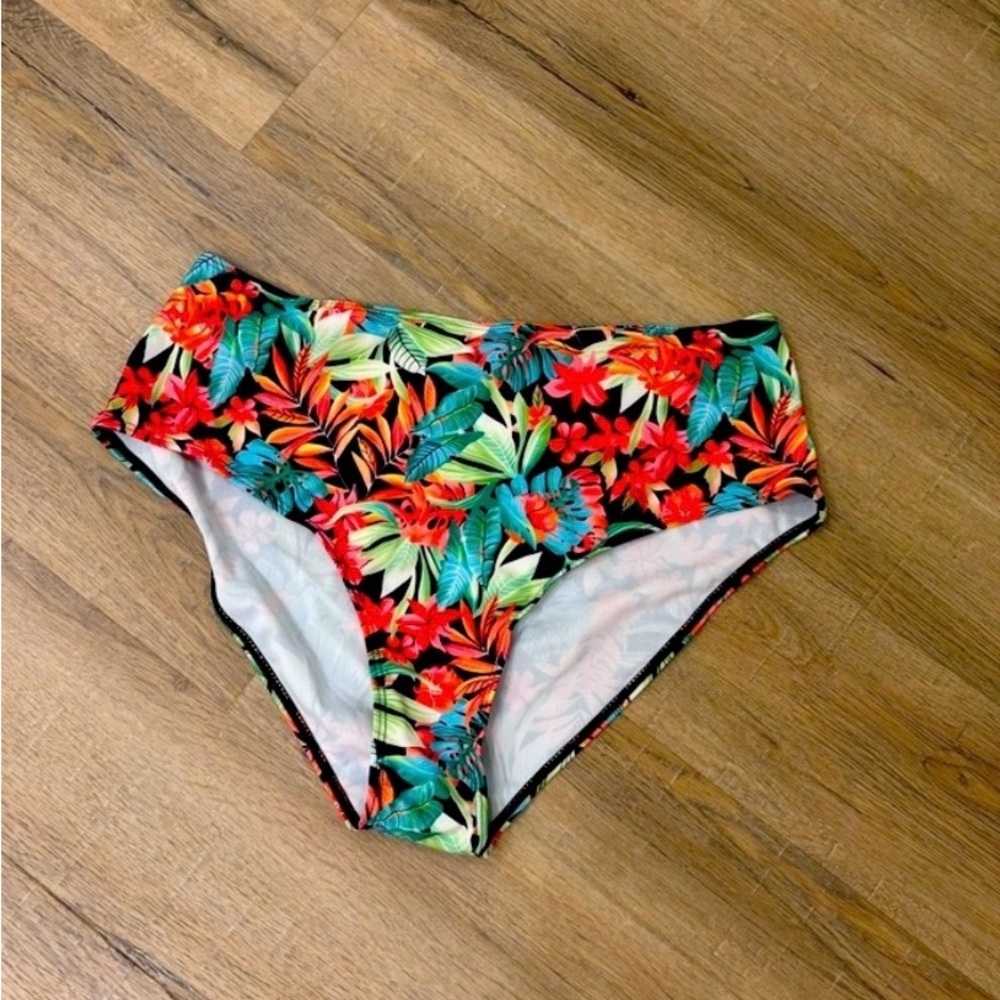 Tropical Floral High-Waisted Bikini Bottoms SHEIN